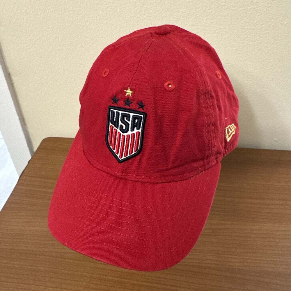 USA Soccer Hat Cap StrapBack Red Blue New Era Cotton Mens 9Twenty Adjustable
